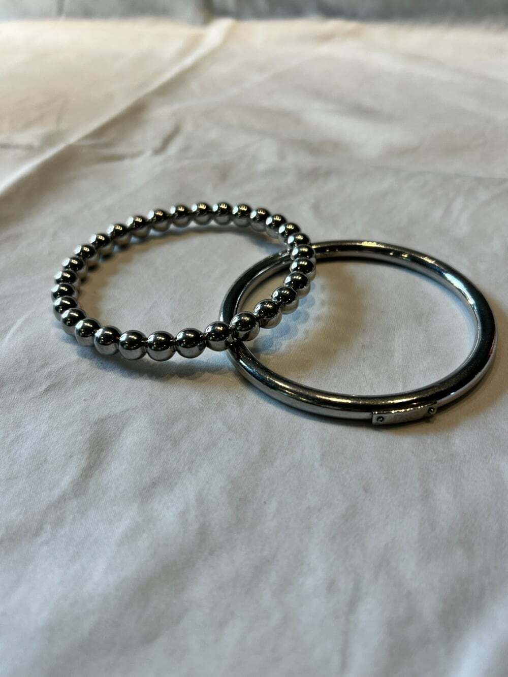 Dolce & Gabbana Vintage Y2K Bracelet Stack Set Silver Tone Bangle & Beaded